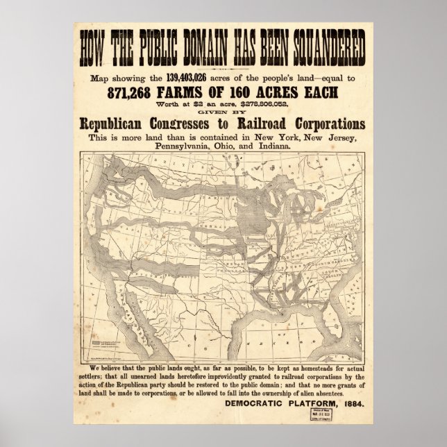 1884 Poster i den demokratiska plattformen i Kampa (Framsidan)
