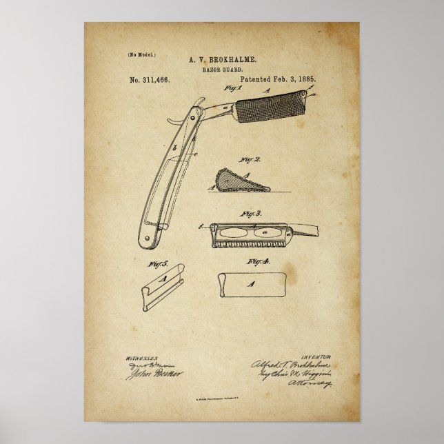 1885 Barber Razor Gamla stift Poster (Framsidan)