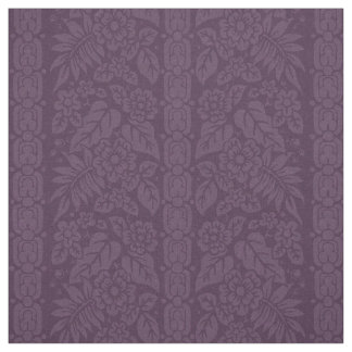 1885 Blommigt Rand, Mörk Eggplant Tyg