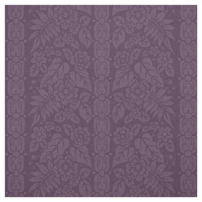 1885 Blommigt Rand, Mörk Eggplant Tyg (Provkarta)