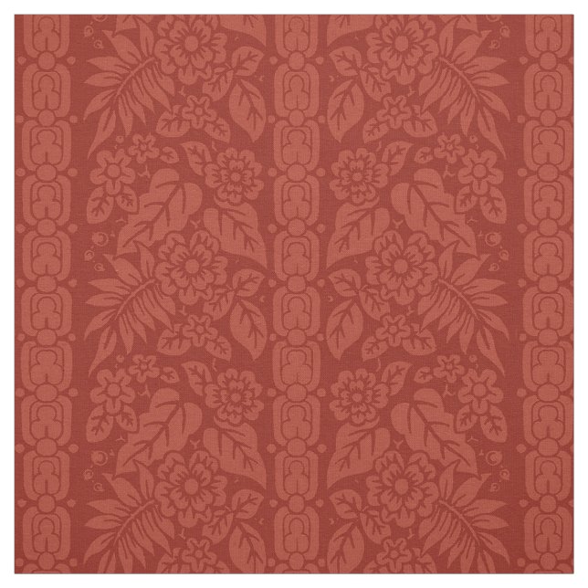 1885 Blommigt Rand, vallmo Red Tyg (Provkarta)