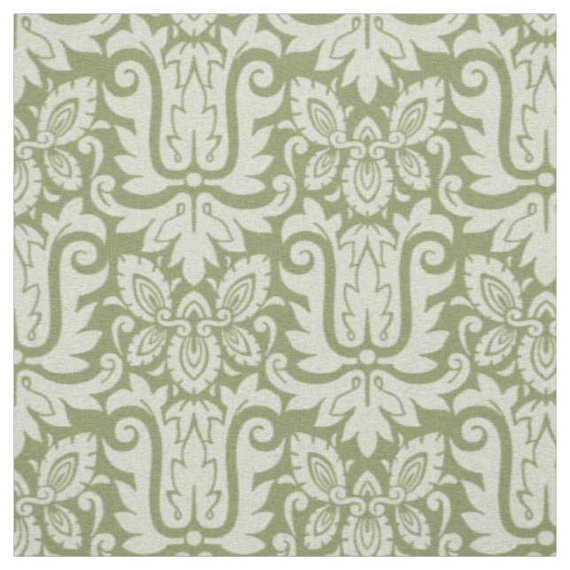 1885 Damask, Willow Grönt Tyg (Provkarta)
