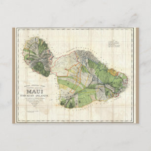 1885 De Witt Alexander Karta av Maui, Hawaii Vykort