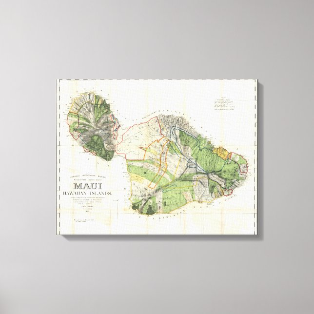 1885 De Witt Alexander Wall Karta i Maui, Hawaii Canvastryck (Framsida)