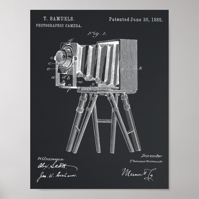 1885 Kamerapatent Art Teckning Skriv ut Poster (Framsidan)