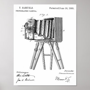 1885 Kamerapatent Art Teckning Skriv ut Poster