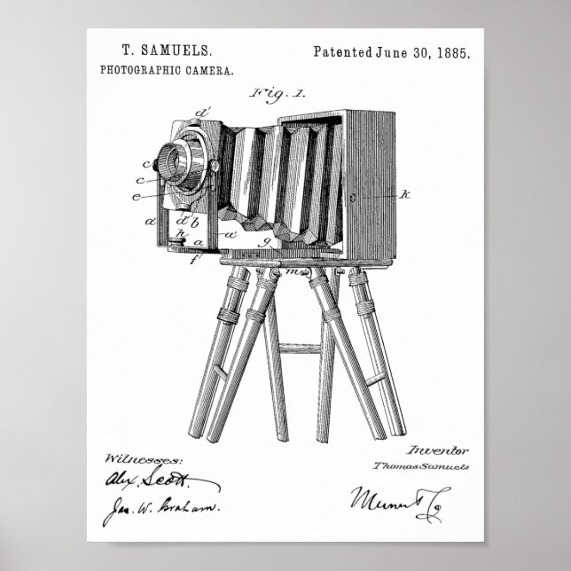 1885 Kamerapatent Art Teckning Skriv ut Poster (Framsidan)