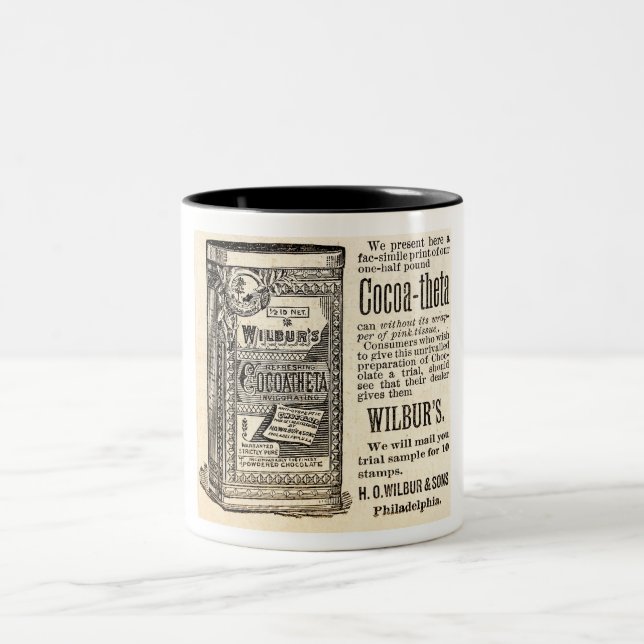 1886 AD FÖR COCOA-THETA-KOLAT Två-Tonad MUGG (Center)