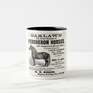 1886 AD FÖR PERCHERON HORSES, ILLINOIS Två-Tonad MUGG
