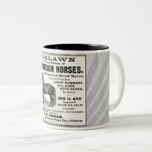 1886 AD FÖR PERCHERON HORSES Två-Tonad MUGG