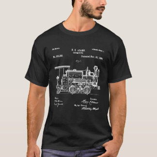 1886 Lokomotiv Steam Tåg Retro Patent Blueprint T Shirt