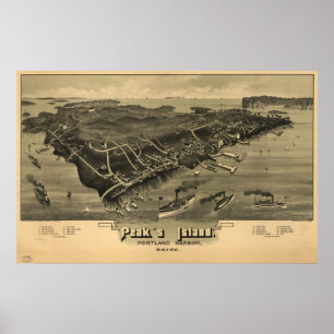 1886 maximums ö Portland, MIG panorama- karta Poster