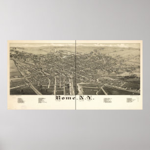 1886 Rome, NY-fågelöga beskådar den panorama- Poster