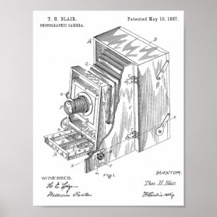 1887 Kamerapatent Art Teckning Skriv ut Poster