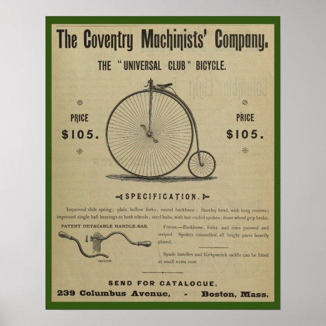 1887 Vintage Bicycle Magazine and Art Poster (Framsidan)