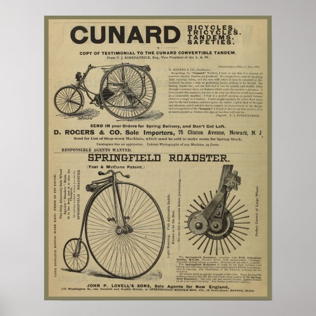 1887 Vintage Bicycle Magazine and Art Poster (Framsidan)
