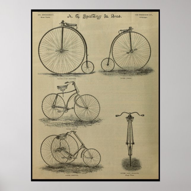 1887 Vintage Victor Bicycle Magazine and Art Poste Poster (Framsidan)