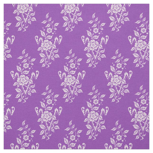 1889 Blommigt, Mauveine Lila Tyg (Provkarta)