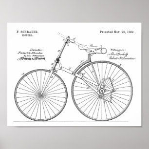 1889 Chainless Bicycle Patent Art Teckning Skriv u Poster