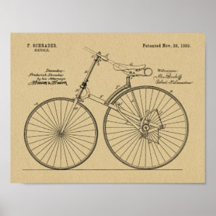 1889 Chainless Bicycle Patent Art Teckning Skriv u Poster