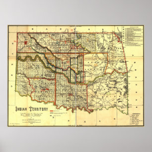 1889 indiska territoriumkarta poster