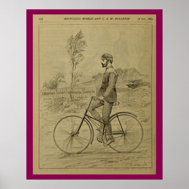 1889 Vintage Bicycle Magazine and Art Poster (Framsidan)