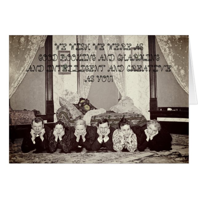 1890 ANTIKA EDWARDIAN FOTO FÖR ROLIGA KOMPLIMANG HÄLSNINGSKORT (Framsidan Horizontal)