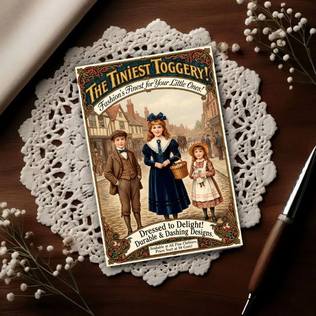 1890 Årgångs Minsta Kläder Toggery Reklam Vykort (Skapare uppladdad)