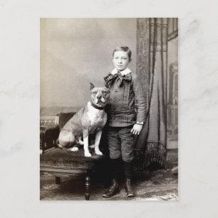 1890 Boy och hans amerikanska StaffordTerrier Vykort