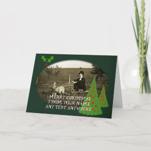 1890 DAPPER MAN MED PIPE TOP HAT HUND PULLING CART HELGKORT