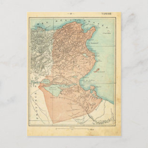 1890, Fransken karta Tunisien Vykort