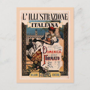 1890 Italienskt art nouveau-tidskriftsskydd Vykort