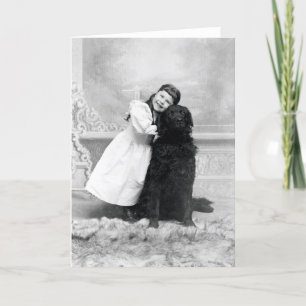 1890 le flicka och henne Retrieverhund Kort