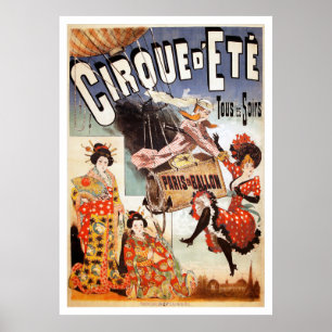 1890 Parisisk Luftballong Skriv ut Poster