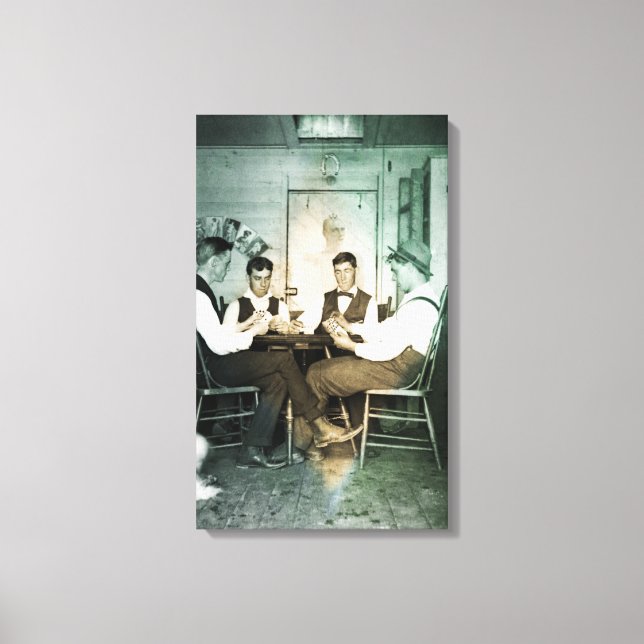 1890 Poker Game Manar Gambling Cards Man Cave Phot Canvastryck (Framsida)