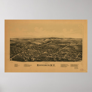 1890 Rhinebeck, NY-fågelöga beskådar den panora Poster