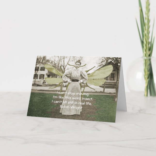 1890:s Fidgety Insekt Woman Photo and Quote Kort (Framsida)