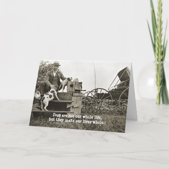 1890' S MAN W/ JACK RUSSELL TERRIER HUNDAR PHOTO KORT (Framsida)