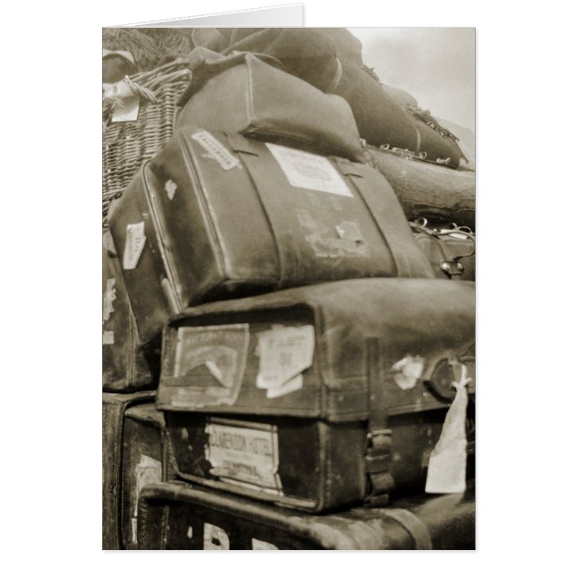 1890:S RESETEAMSTER WAGON SUITCASE HÄLSNINGSKORT (Framsidan)