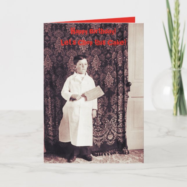 1890:s slaktare Boy med Cleaver Birthday Card Kort (Framsida)