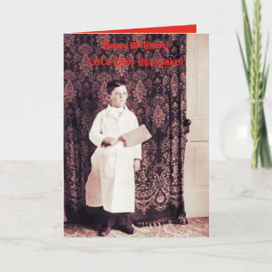 1890:s slaktare Boy med Cleaver Birthday Card Kort