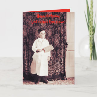 1890:s slaktare Boy med Cleaver Birthday Card Kort