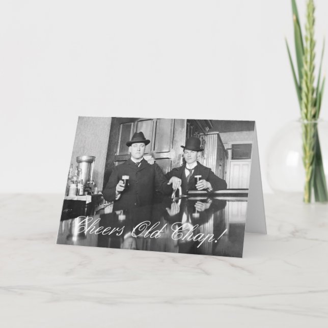 1890 Saloon Pub Manar Cheers Old Chap Grattis på f Kort (Framsida)