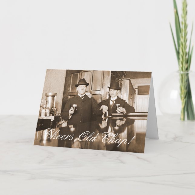 1890 Saloon Pub Manar Cheers Old Chap Grattis på f Kort (Framsida)