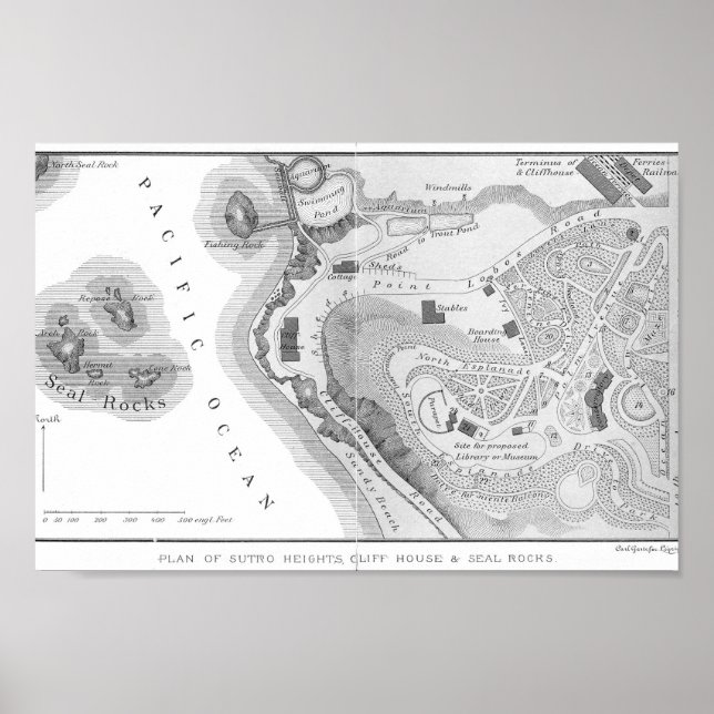1890 Sutro Heights, San Francisco, karta Poster (Framsidan)
