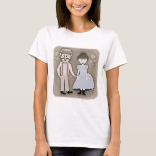 1890-talets Cute Couple Victorian Stil Tecknad Tee Shirt