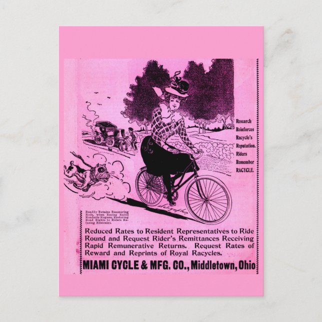 1890-talets cykel och racycle vykort (Framsida)