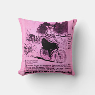 1890-talets cykel och racykelutskrift kudde