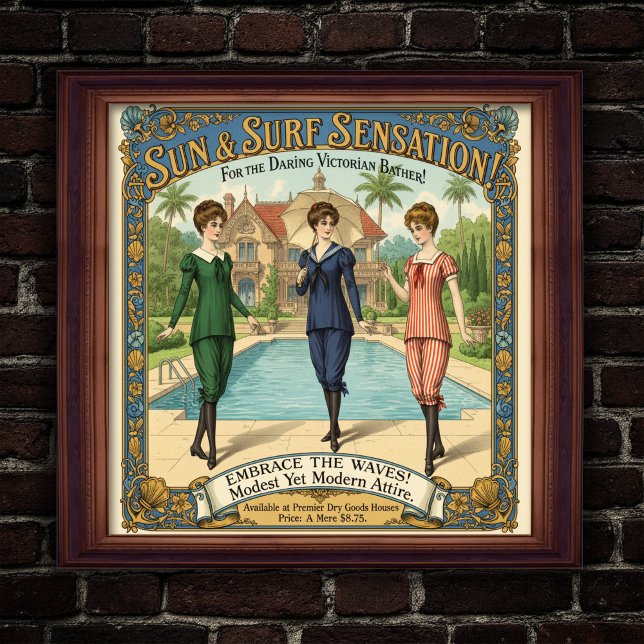 1890-talets Viktorianska svimwear Annontisement Po Poster (Skapare uppladdad)