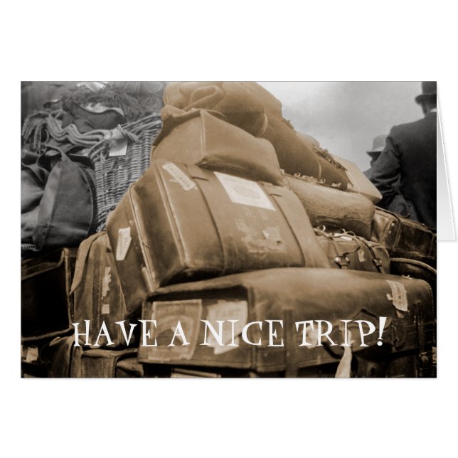 1890 Travel Luggage på teamsterfoto i Wagon Resa Hälsningskort (Framsidan Horizontal)